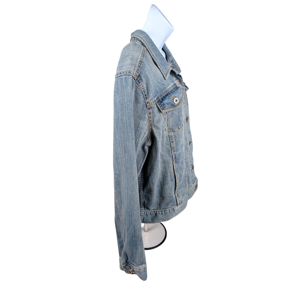 Liz Claiborne Blue Denim Trucker Jacket Womens XL Stretch Cotton Medium Wash - Picture 11 of 16